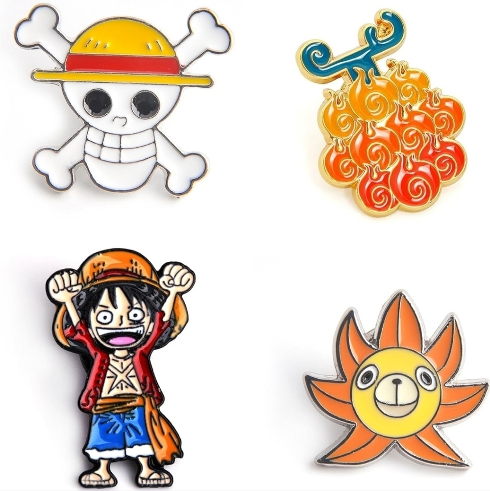 Anime Character and Symbol Pin Set One Piece Manga Devil Fruit Luffy Pirate